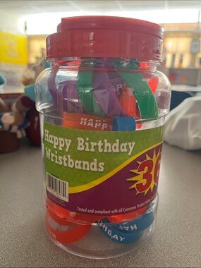 Happy Birthday Silicone Wristbands Bracelets Lot of 30 Assorted Colors Party Fav
